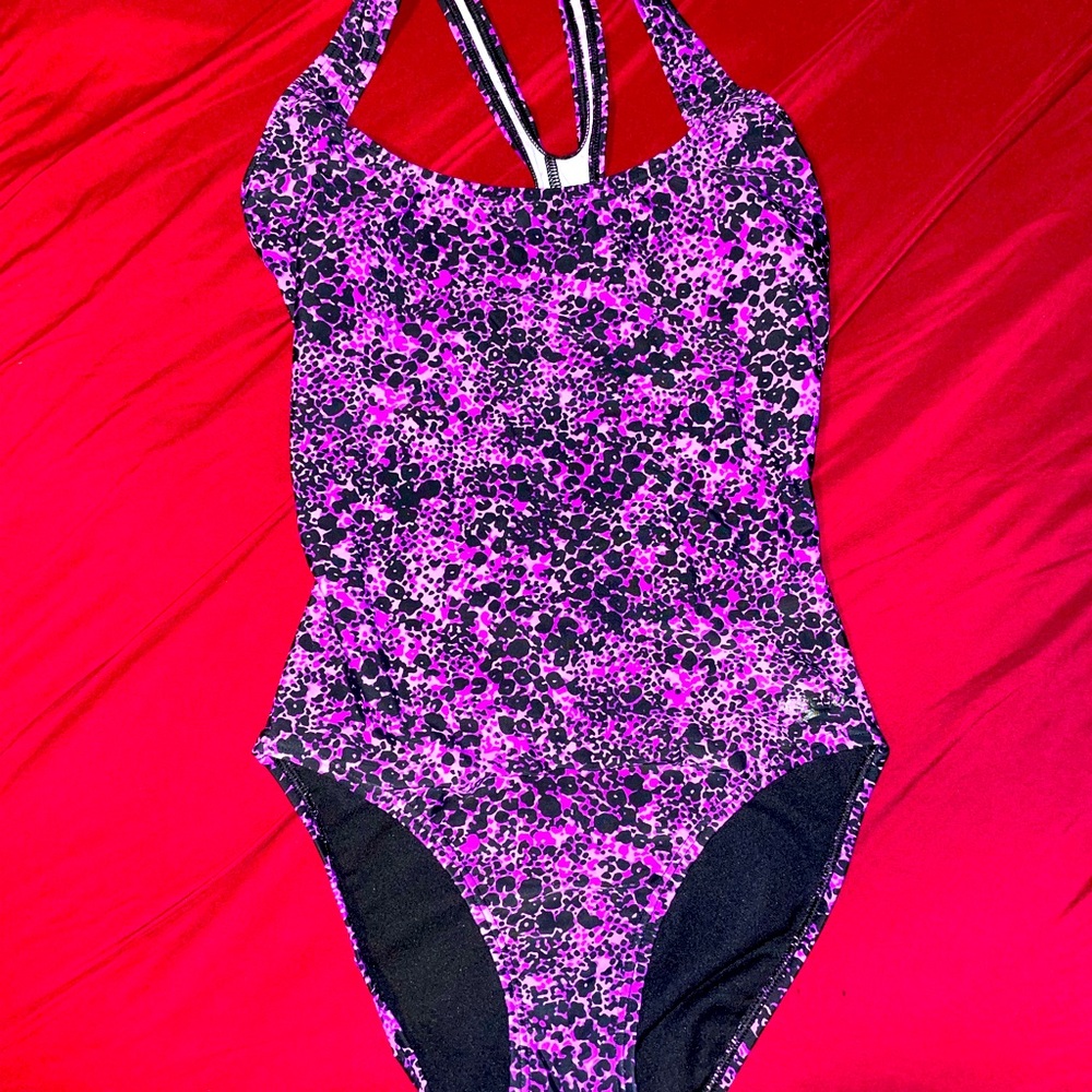 Purple and Black One piece Swimsuit